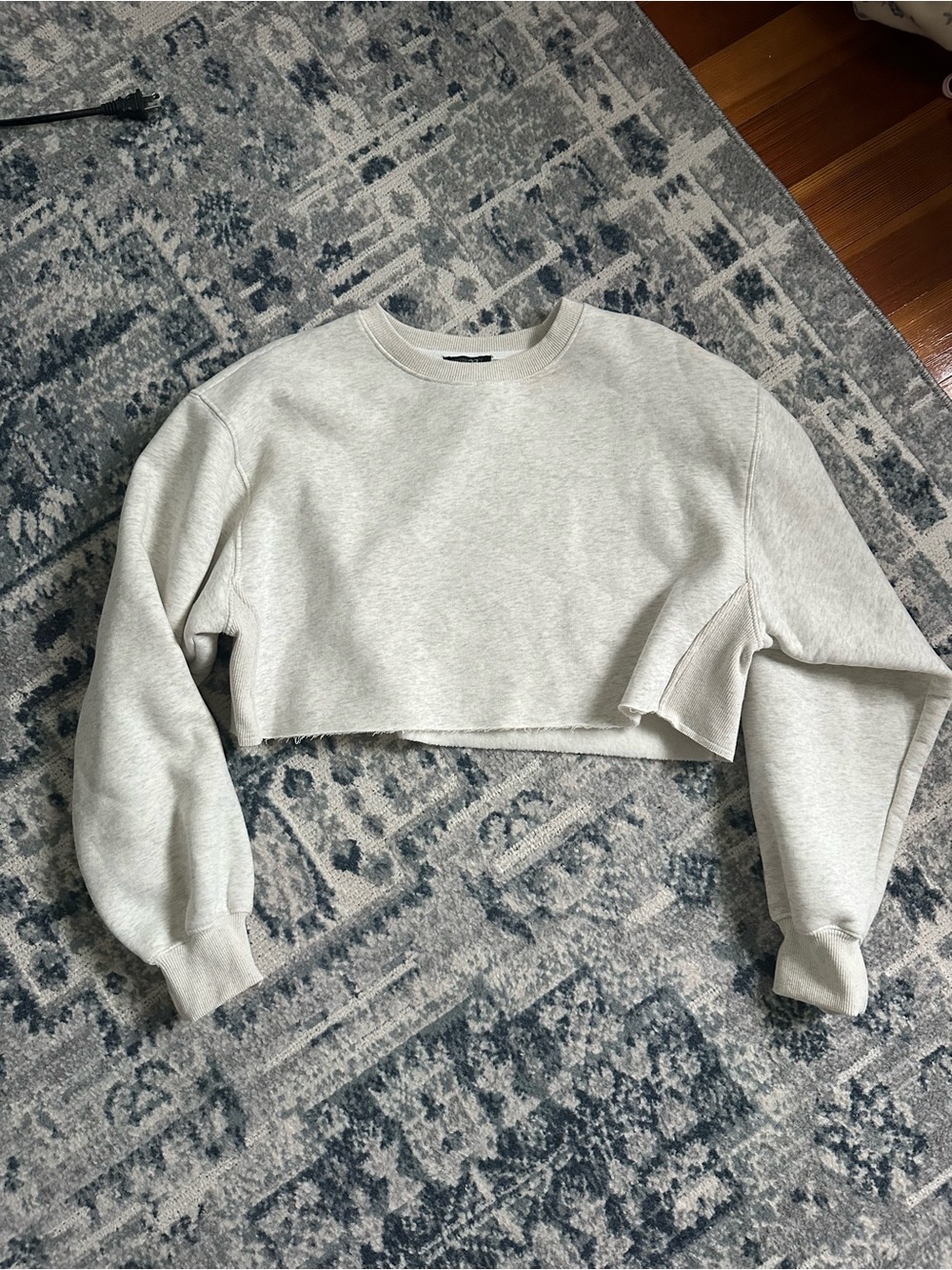 Papermoon Cropped Crewneck Sweatshirt in Light Gray